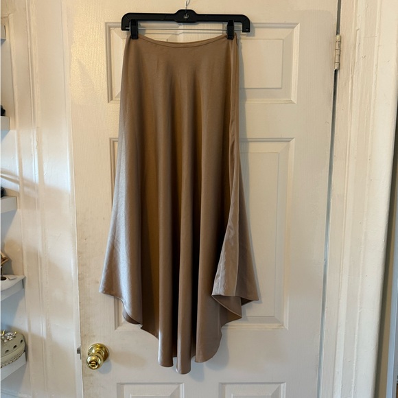 Taupe silk midi skirt by Lapointe - Picture 3 of 3